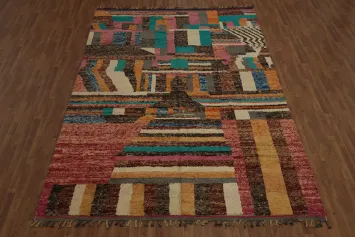 Abstract Moroccan Wool Area Rug 9x13 Perfect for Contemporary Decor