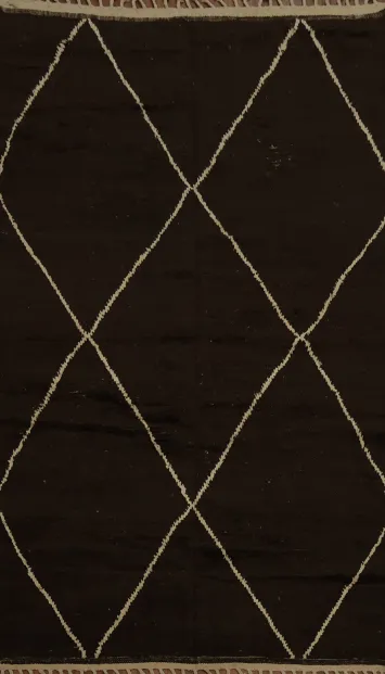 Chic Dark Brown Moroccan Area Rug 6x10 with Diamond Design