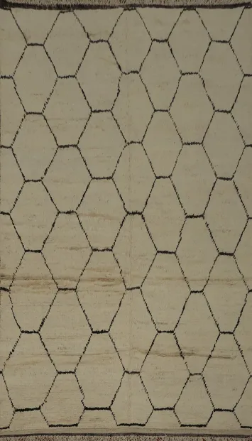 Minimalist Hexagonal Pattern Moroccan Area Rug 6x10 for Home Decor