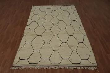 Minimalist Hexagonal Pattern Moroccan Area Rug 6x10 for Home Decor