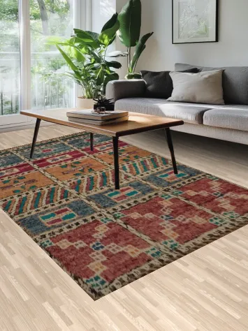 Handcrafted Moroccan Area Rug 6x10 with Symmetrical Design Details