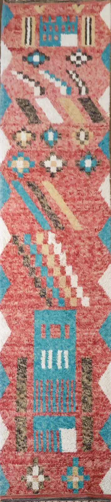 Rustic Southwestern Rug with Vibrant Geometric Patterns 3x13 ft