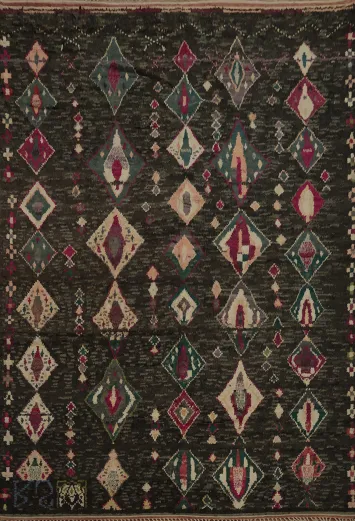 Elegant Moroccan Large Rug 12x16 with Vibrant Multi-Color Diamonds