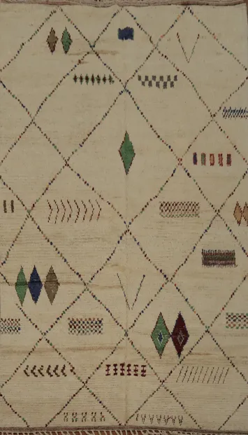 Unique Handcrafted Berber Moroccan Area Rug 6x10 with Tribal Motifs