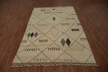 Unique Handcrafted Berber Moroccan Area Rug 6x10 with Tribal Motifs