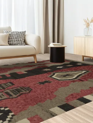 Artistic Bohemian Moroccan Area Rug 8x11 with Asymmetrical Patterns