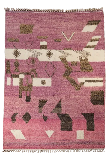 Modern Purple Moroccan Oriental Wool Rug 9x13