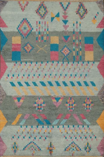 Colorful Abstract Geometric Moroccan Rug for Modern Home Decor 7x10