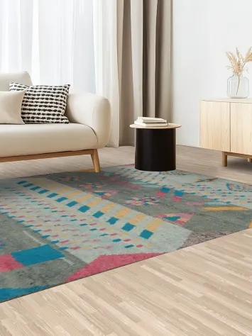 Colorful Abstract Geometric Moroccan Rug for Modern Home Decor 7x10