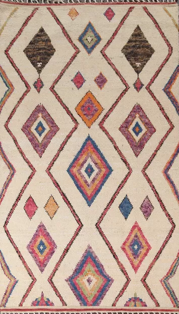 Geometric Moroccan Wool Area Rug 6x10