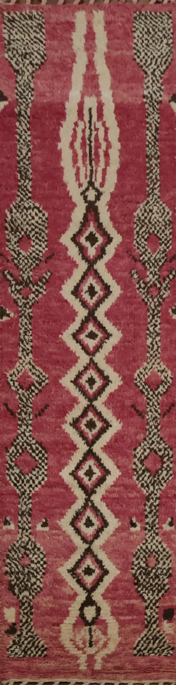 Tribal Moroccan Wool Runner Rug 2x11