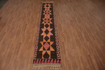 Eclectic Moroccan Runner Rug 2x13 with Warm Color Palette