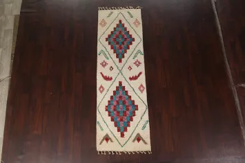 Tribal Moroccan Wool Runner Rug 3x9