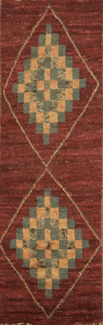 Geometric Moroccan Wool Runner Rug 3x9