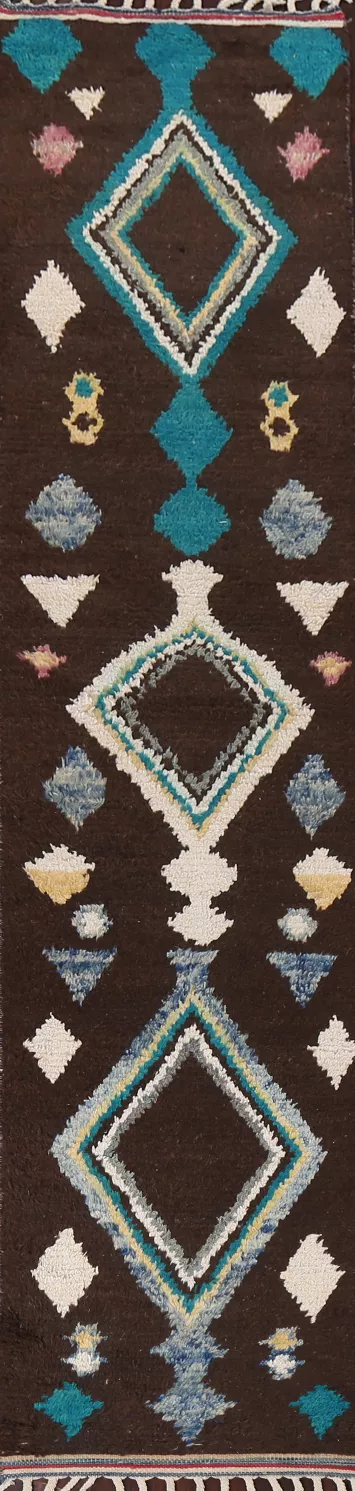 Tribal Moroccan Handmade Runner Rug 2x13