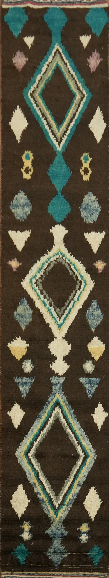 Tribal Moroccan Handmade Runner Rug 2x13