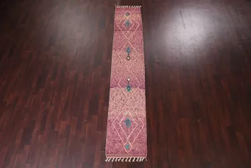 Geometric Moroccan Wool Runner Rug 2x11