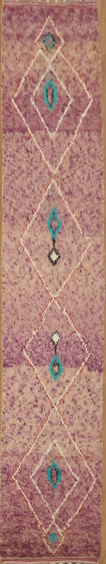 Geometric Moroccan Wool Runner Rug 2x11