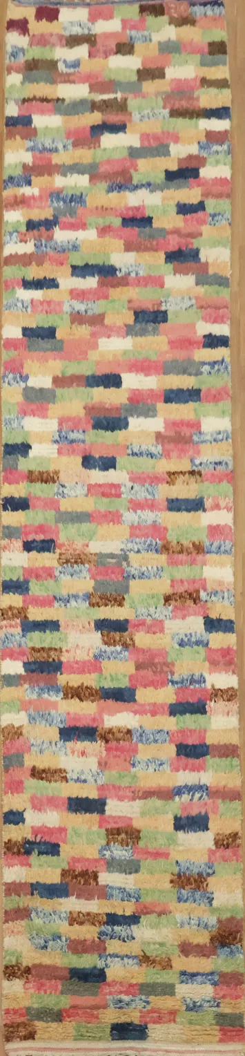 Handmade Moroccan Wool Runner Rug 3x11