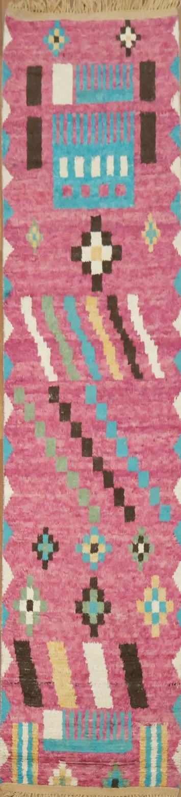 Tribal Moroccan Handmade Runner Rug 3x14