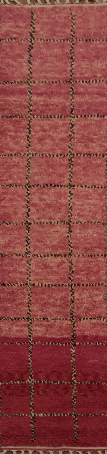 Handmade Moroccan Runner Rug 2x11 with Unique Geometric Design