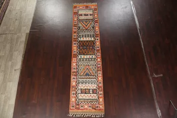 Tribal Moroccan Oriental Runner Rug 3x13
