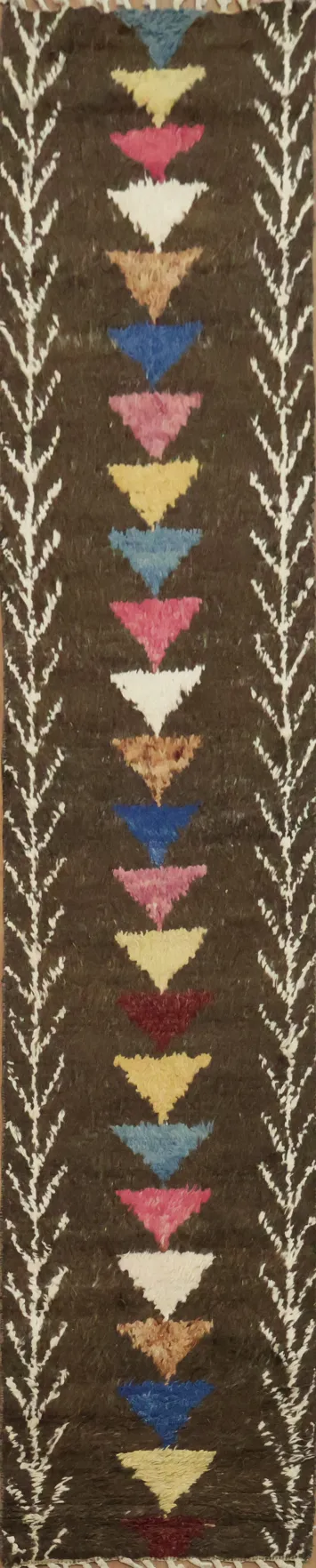 Tribal Moroccan Wool Runner Rug 3x12