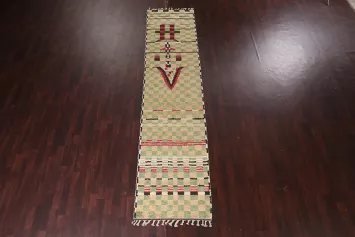 Checkered Moroccan Wool Runner Rug 3x12