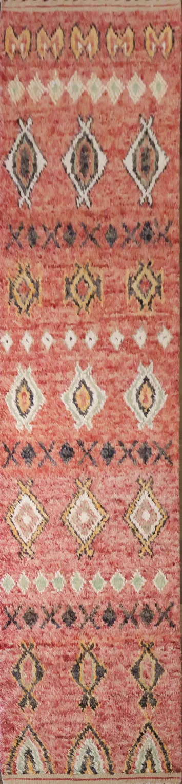 Tribal Moroccan Berber Style Wool Runner Rug 3x13 ft