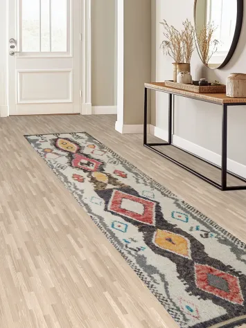 Stylish Tribal-Inspired Moroccan Runner Rug with Bold Diamond Shapes 3x13 ft