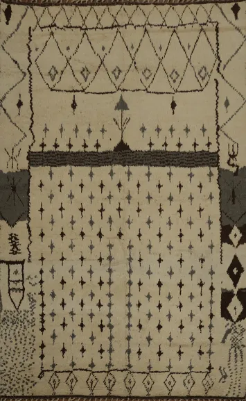 Sophisticated Moroccan Area Rug 8x11 with Subtle Tribal Detailing