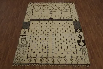 Sophisticated Moroccan Area Rug 8x11 with Subtle Tribal Detailing