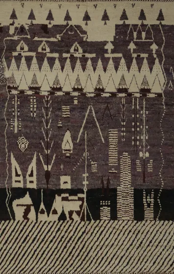 Earthy Tone Moroccan Handmade Large Rug 10x14 with Tribal Motifs