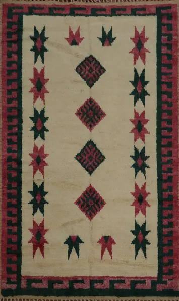 Handcrafted Moroccan Wool Area Rug 6x9 Geometric Design