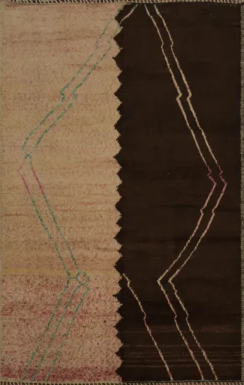 Chic Two-Tone Moroccan Area Rug 8x11 Bold Geometric Design