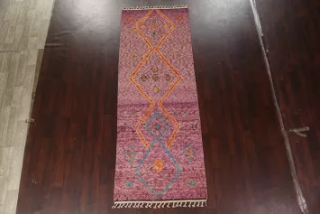 Tribal Moroccan Wool Runner Rug 4x11