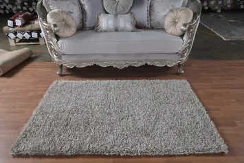 Silver Gray Plush Shaggy Accent Rug 4x6