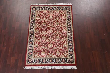 Luxury Red Beige and Black Persian-Style Aubusson Area Rug