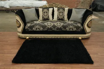 Black Plush Shaggy Shag Modern Rug 4x6