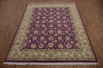 Luxurious Purple Rug with Elegant Floral Patterns 8x10