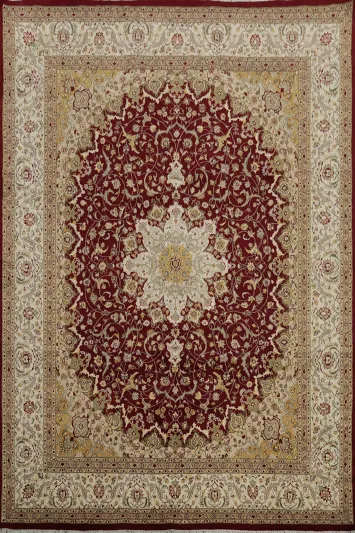 Elegant Red and Cream Persian Rug with Intricate Floral Patterns 8x10