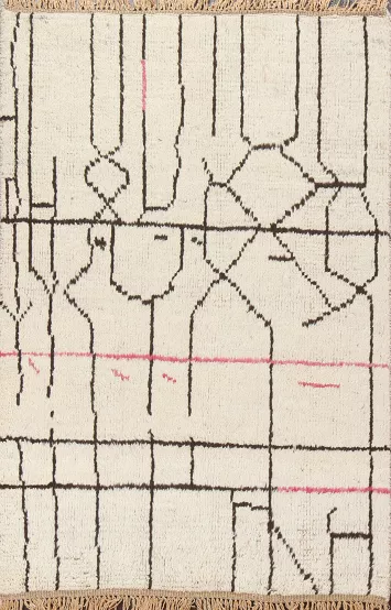 Wool Moroccan Handmade Area Rug 4x6