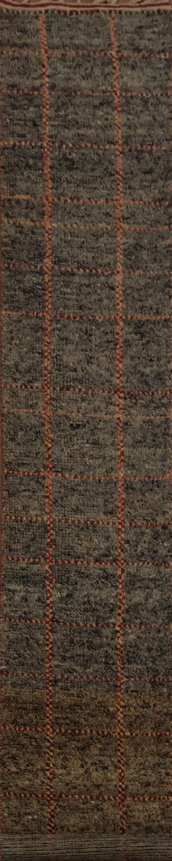 Handmade Moroccan Wool Runner Rug 2x17