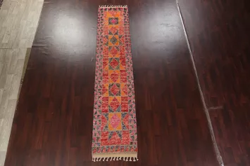 Geometric Moroccan Wool Runner Rug 3x13