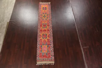 Geometric Moroccan Wool Runner Rug 2x13