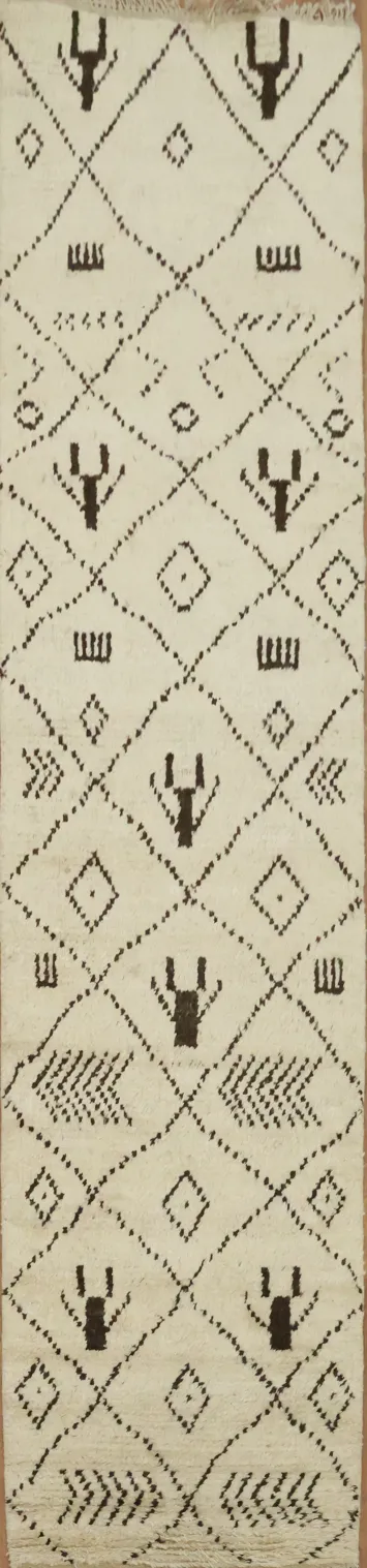 Tribal Moroccan Handmade Runner Rug 3x11