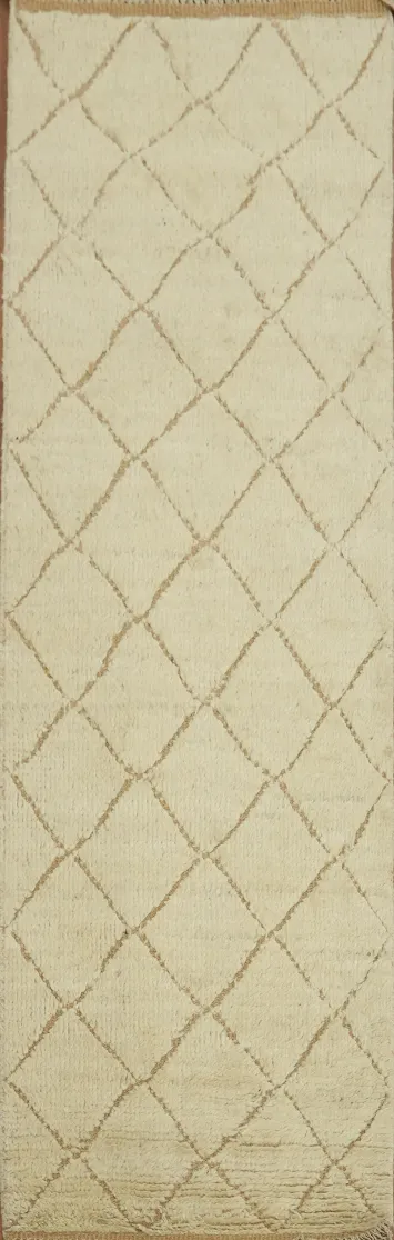 Trellis Moroccan Handmade Runner Rug 3x9