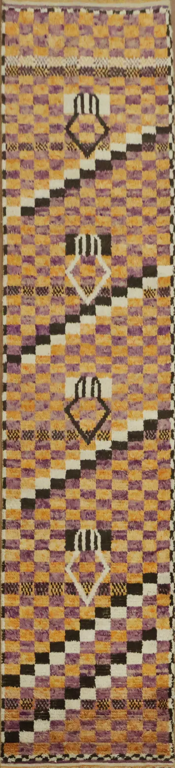 Stunning Pink and Orange Moroccan Rug Runner Enhances Home Ambiance 3x13