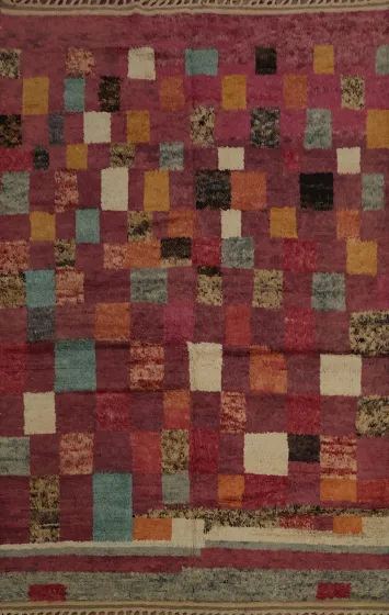 Colorful Mosaic Style Moroccan Area Rug 8x11 with Geometric Accents