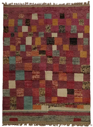 Colorful Mosaic Style Moroccan Area Rug 8x11 with Geometric Accents